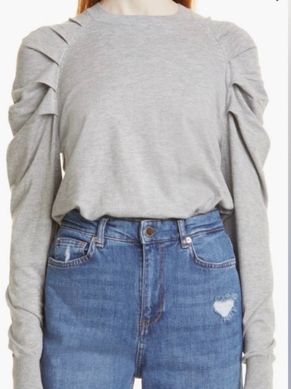 Ted Baker London Alicina Gray Ruched Folded Sleeve Sweater size 2 / US Small